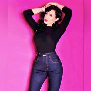 Micheline Pitt Vixen Bad Girl Denim 24-25 indigo jeans high waisted jeans